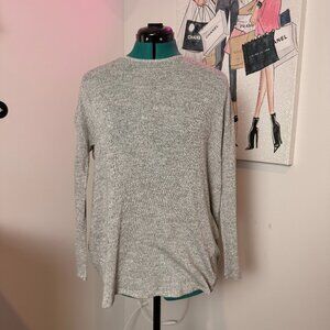 Beyond Yoga Gray Metallic Silver Long Sleeve Open Back Top Sweater Size Small